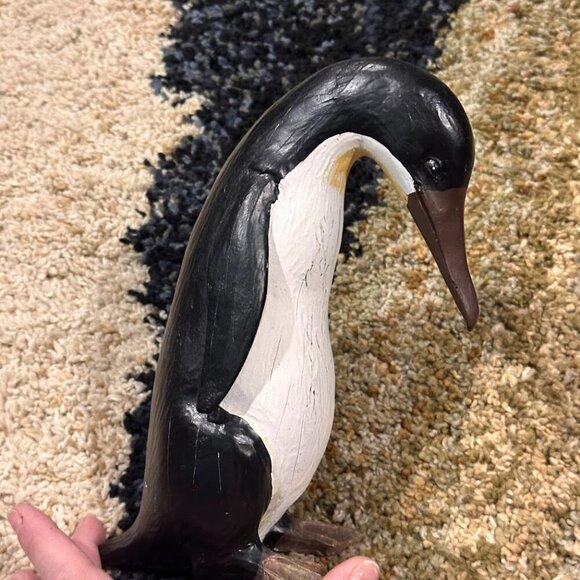 Penguin Tabletop Decor - Medium to Large size Hand Carved Art Penguin NWOT - Picture 6 of 13